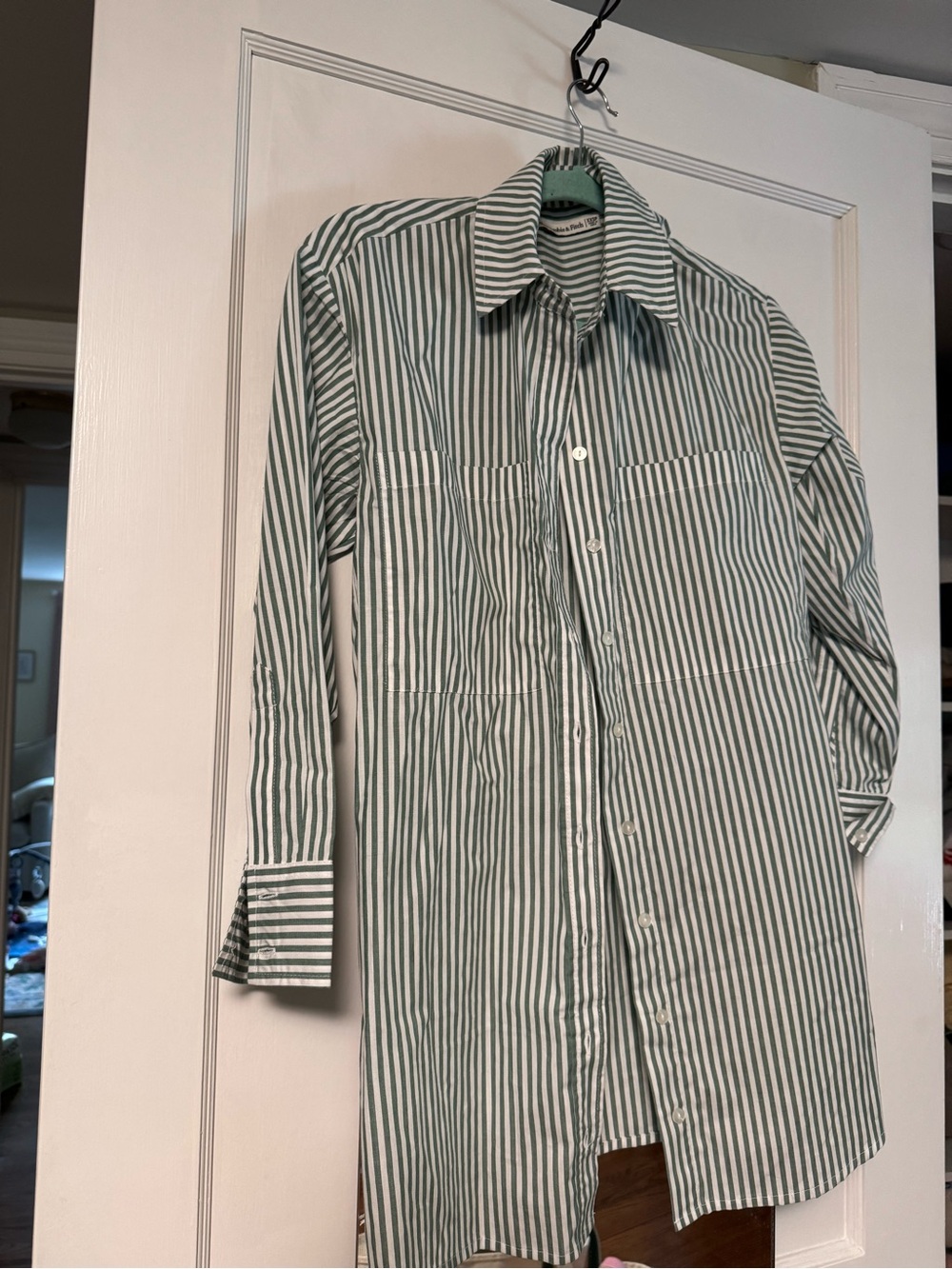 Abercrombie & Fitch Green and White Striped Mini Dress